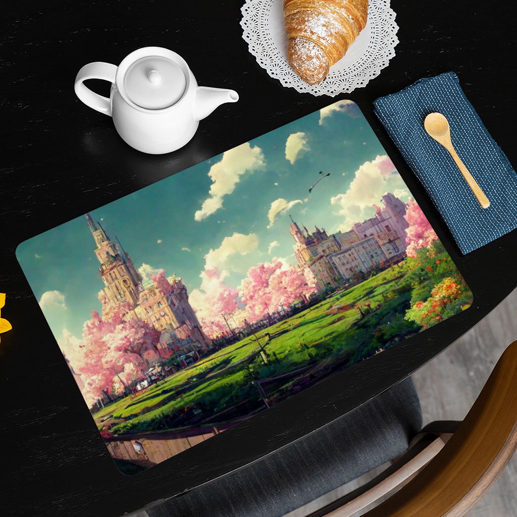 Anime City Scenery Art Placemats 2 PCS – Nature Placemats for Kitchen Table
