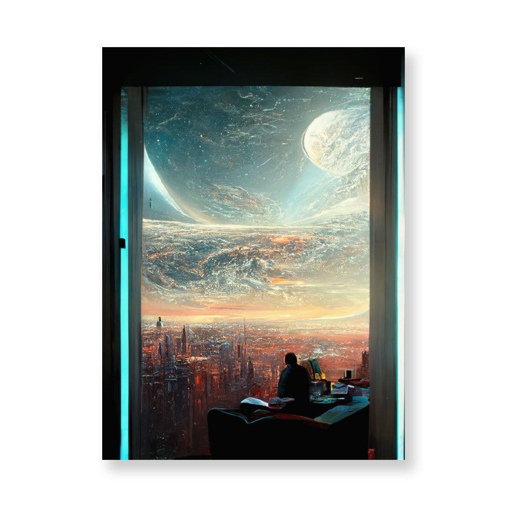 Futuristic City Art Wall Picture – Space City Stretched Canvas | Shopamericaio