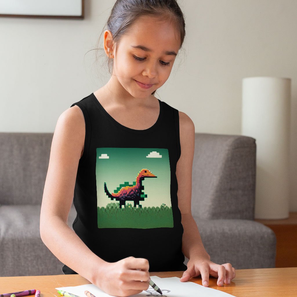 Cute Dinosaur Kids’ Jersey Tank – Retro Sleeveless T-Shirt | Shopamericaio