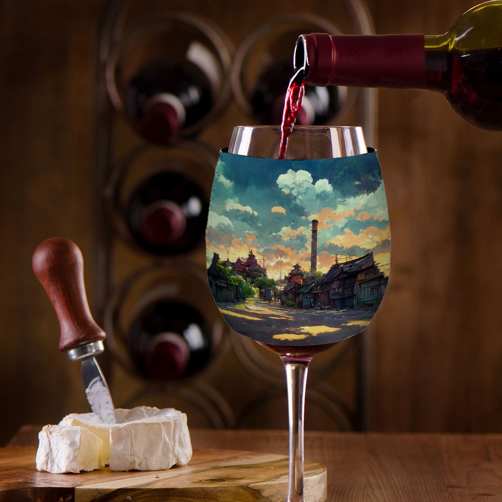 Cartoon City Concept Art Wine Glass Sleeve – Anime Sleeves for Wine Glass