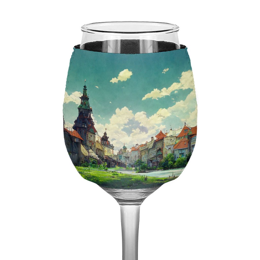 City Landscape Cartoon Art Wine Glass Sleeve – Anime Wine Glass Sleeve