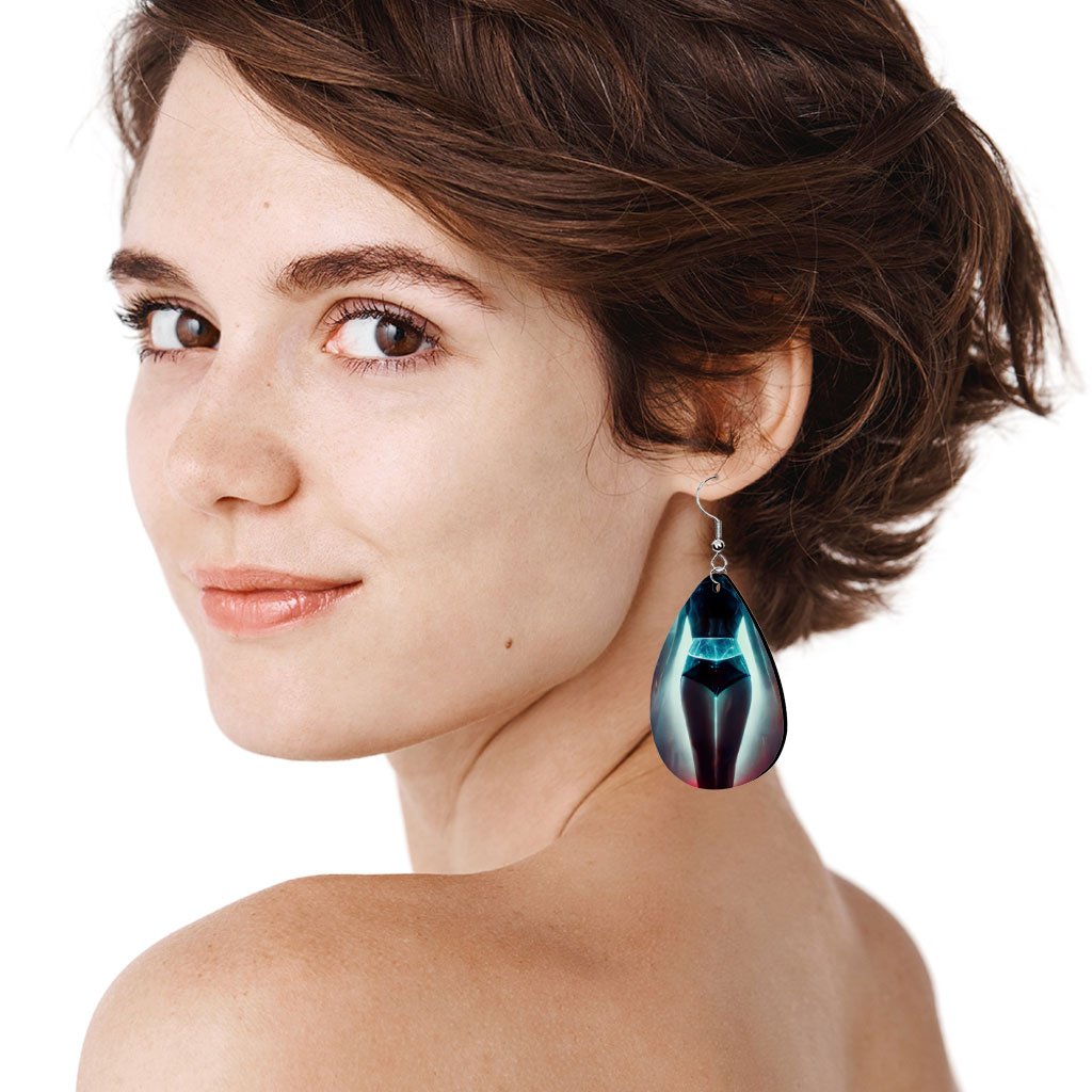 Woman Body Silhouette Art Earrings – Neon Earrings | Fashion Model Art Earrings