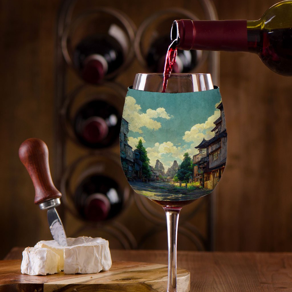 Anime City Digital Art Wine Glass Sleeve – Cartoon Sleeves for Wine Glass