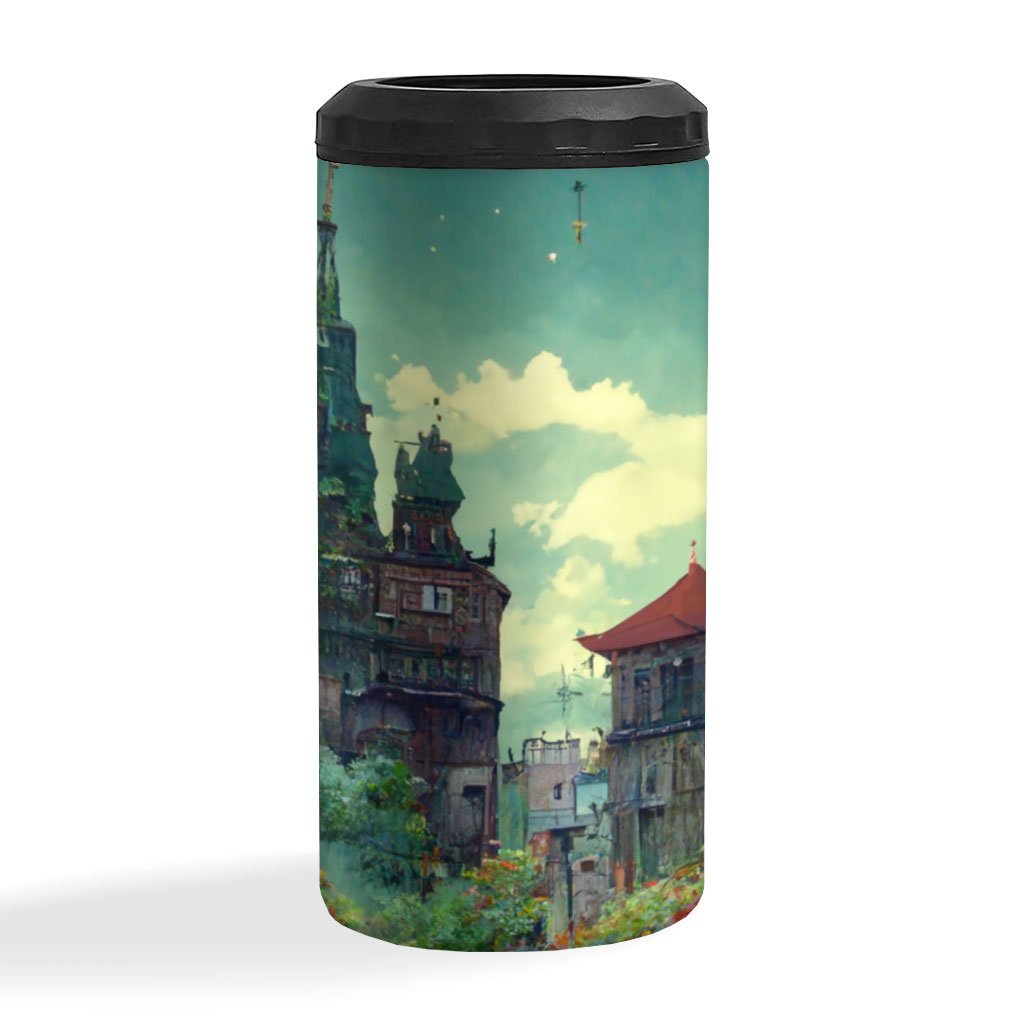 Cartoon City Art Insulated Slim Can Cooler – Anime Can Cooler | Africa Mug