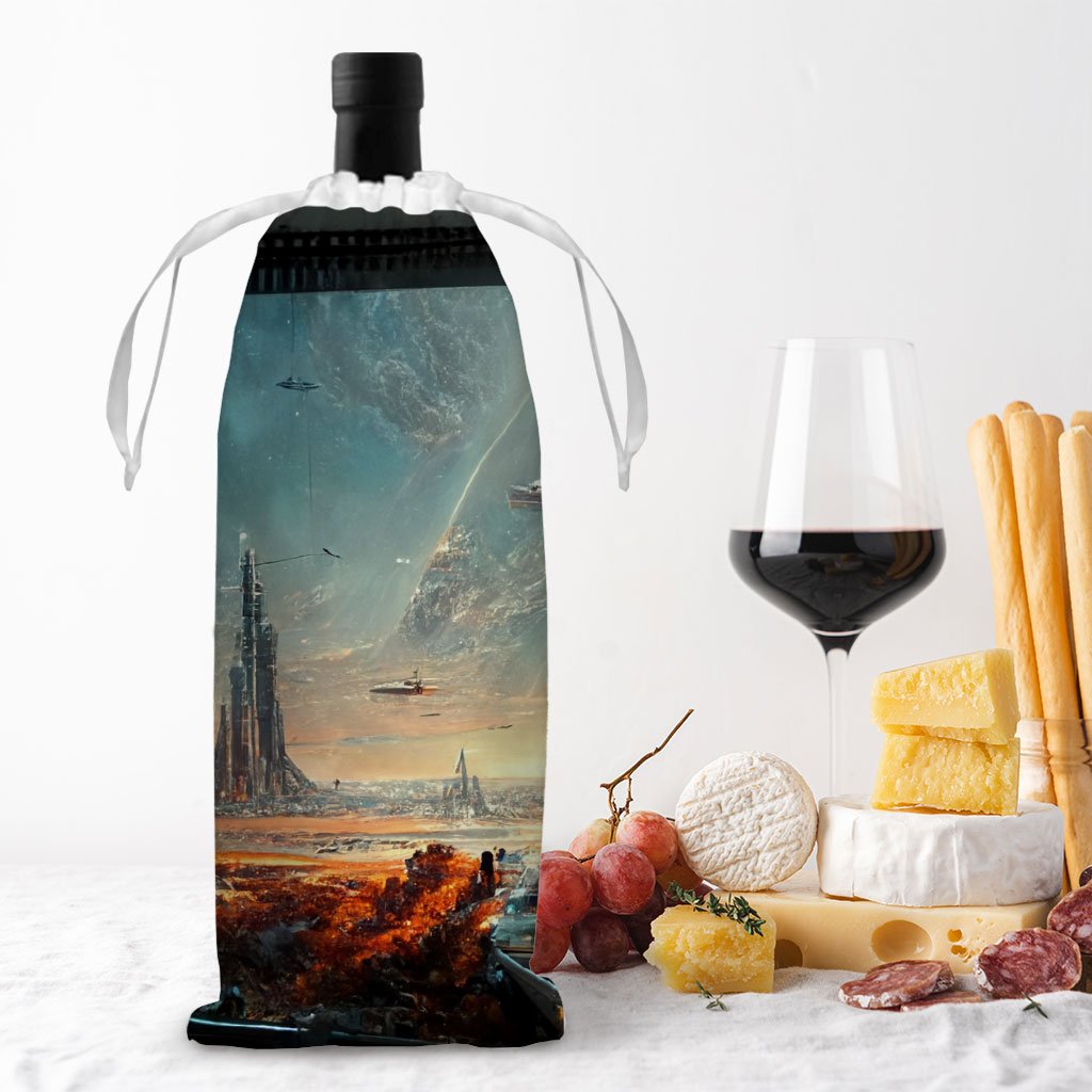 City Outer Space Concept Art Wine Tote Bag – Cityscape Wine Tote Bag