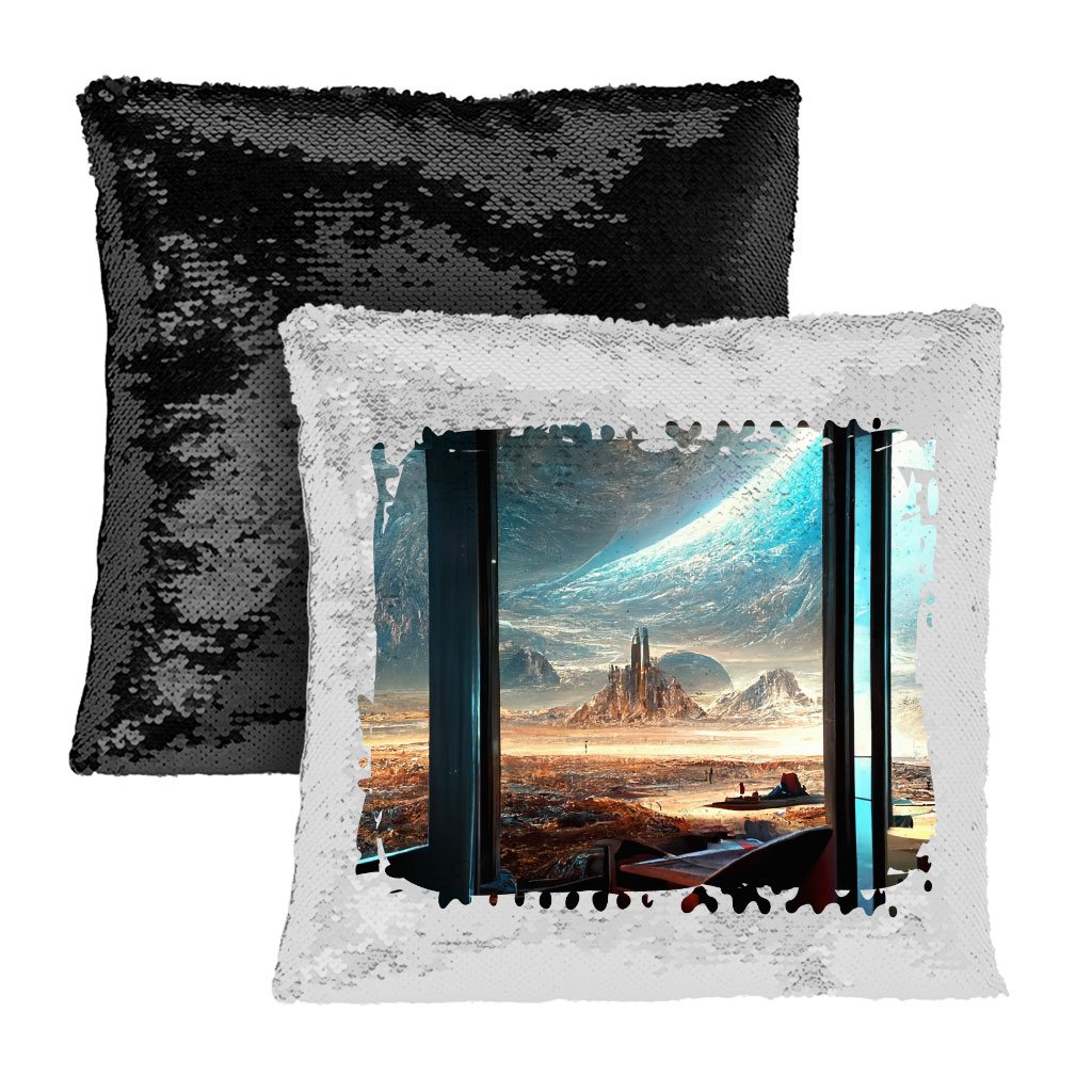Space City Art Sequin Pillow Case – Future World Pillow Case | Shopamericaio