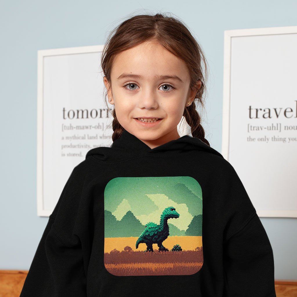 Cute Dino Toddler Hoodie – Pixel Toddler Hooded Sweatshirt | Shopamericaio