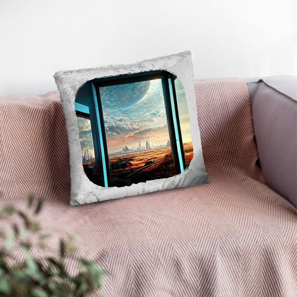 Futuristic City Night Art Sequin Pillow Case – Future World Pillow Case