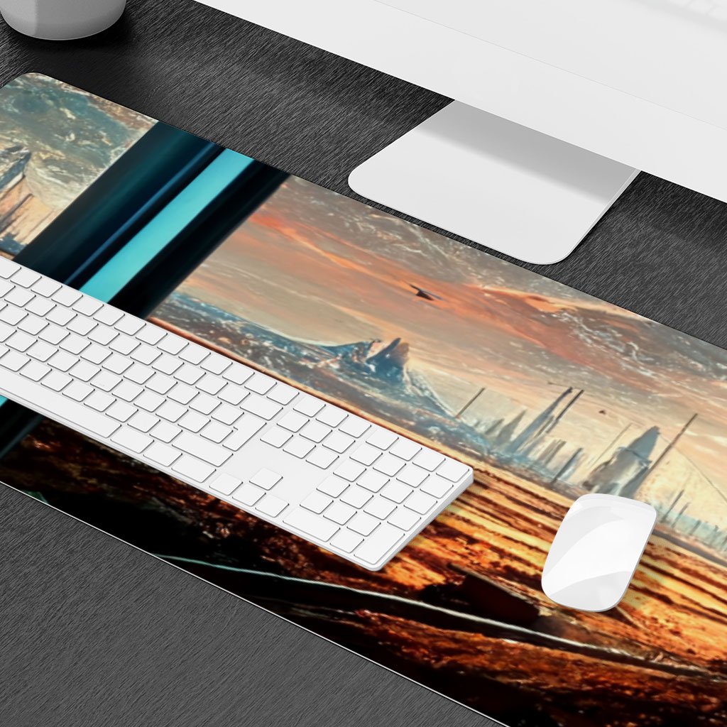 Futuristic City Night Art Desk Mat – Future World Desk Pad | Shopamericaio