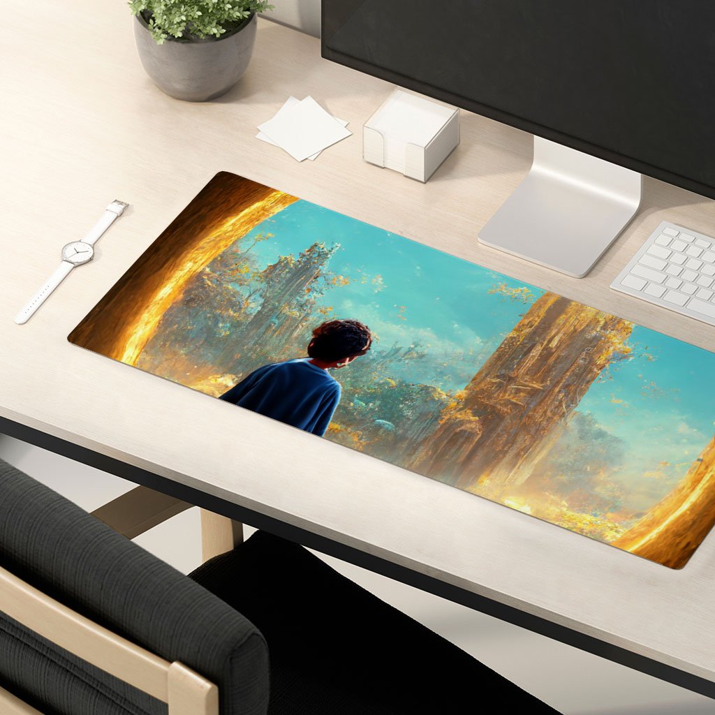 Mystical Fantasy World Art Desk Mat – Landscape Desk Pad – Magic Laptop Desk Mat