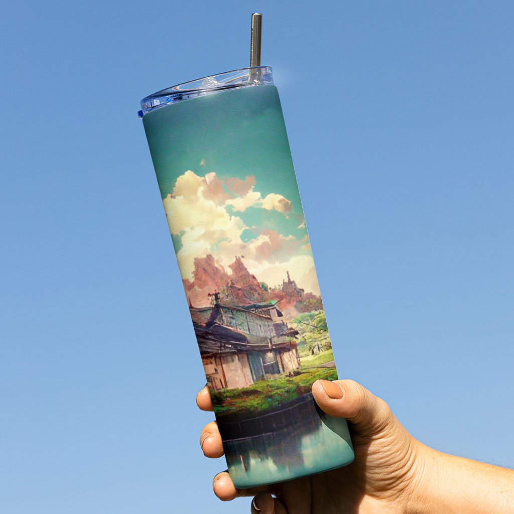 Anime City Concept Art 20oz Skinny Tumbler – Landscape Travel Mug