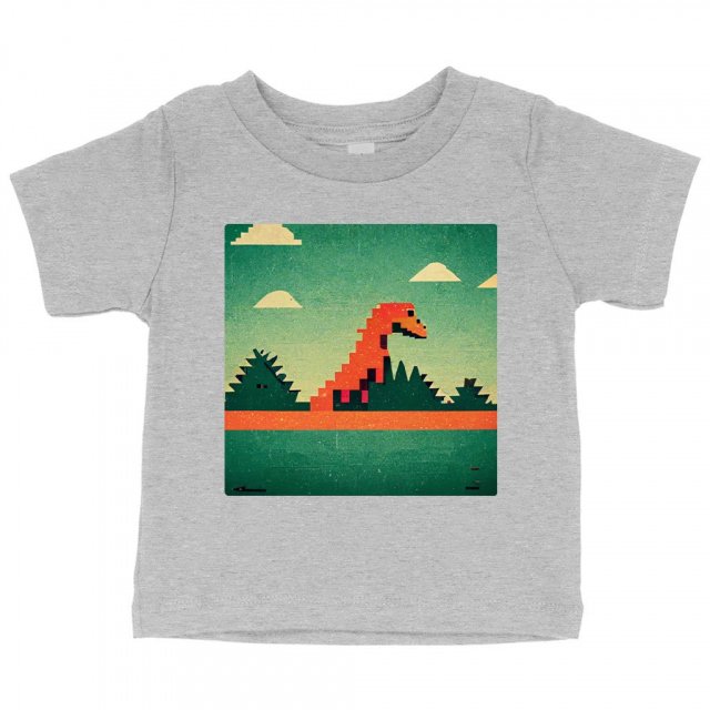 Dino Pixel Art Baby Jersey T-Shirt – Cute Dinosaur Baby T-8 Bit T