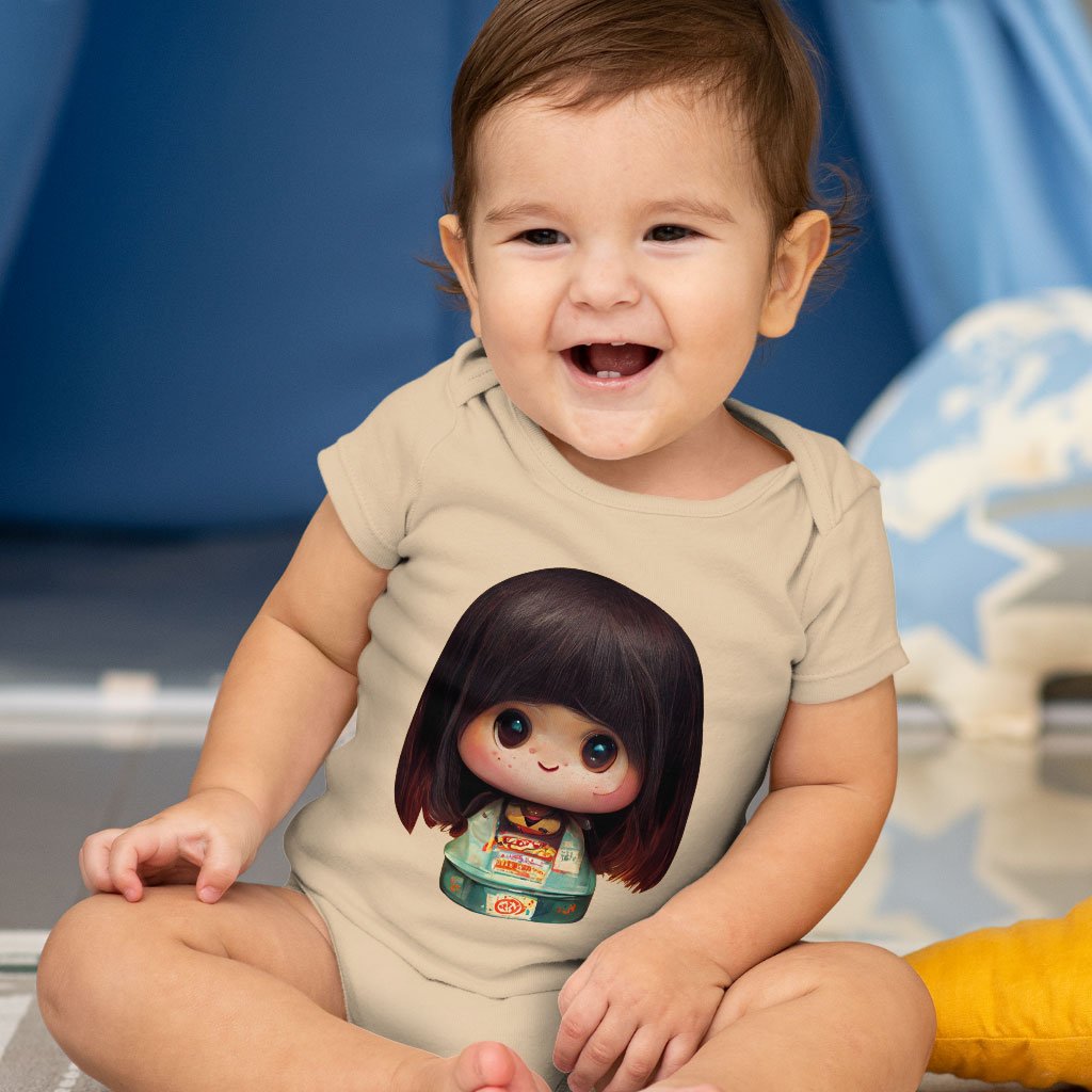 Girl Print Baby Jersey Onesie – Japanese Baby Onesie – Cute Baby One-Piece