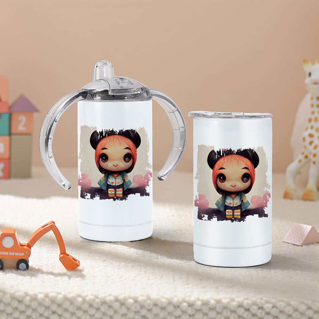 Girl Print Sippy Cup – Anime Baby Sippy Cup | Japanese Cute Girl Baby Bibs