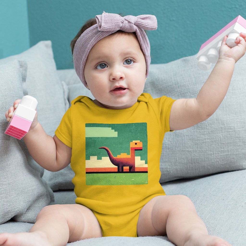 Dino Pixel Art Baby Jersey Onesie – Dinosaurs Baby Onesie | Shopamericaio