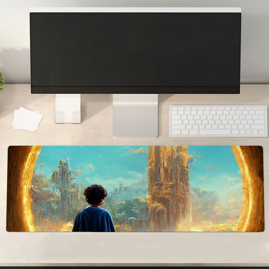 Mystical Fantasy World Art Desk Mat – Landscape Desk Pad – Magic Laptop Desk Mat