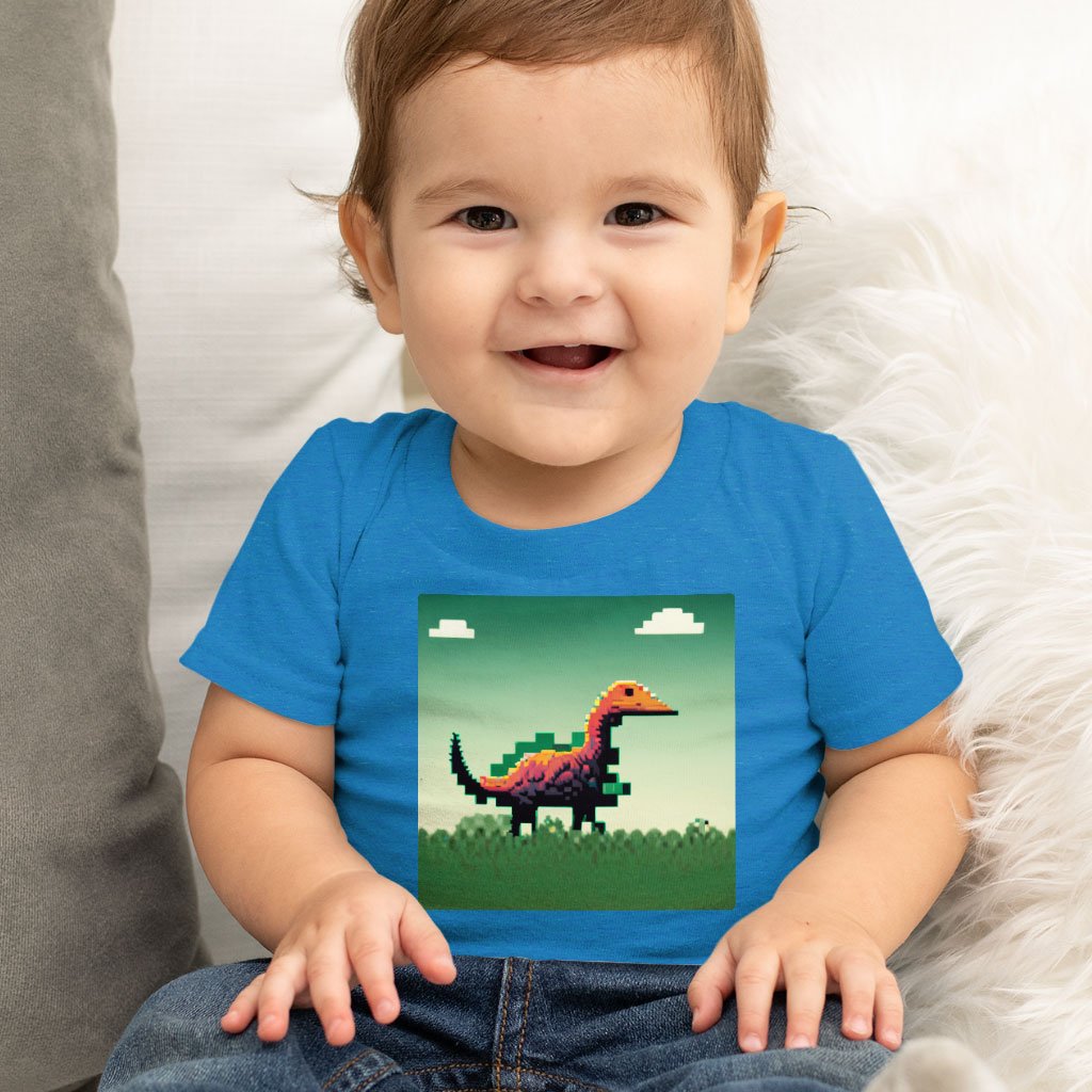 Cute Dinosaur Baby Jersey T-Shirt – Retro Baby T-Pixel T | Shopamericaio