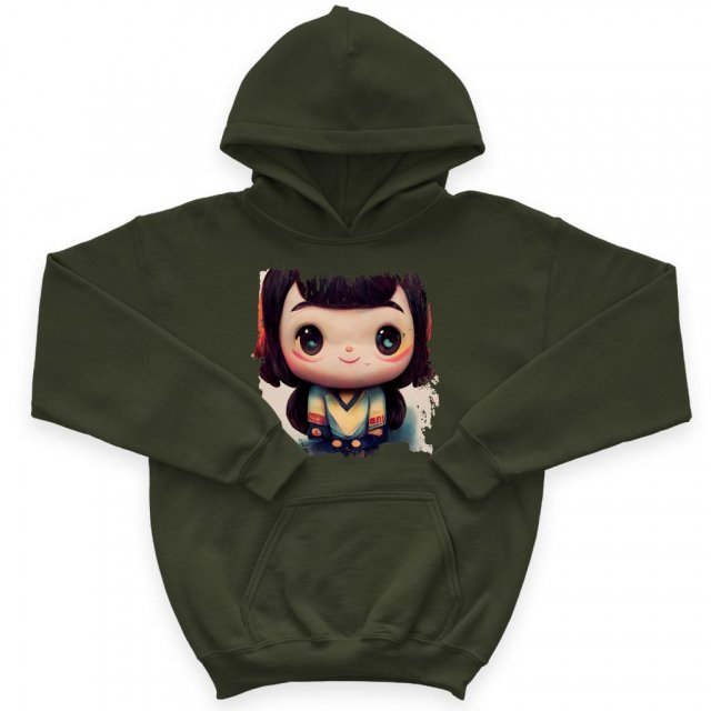 Anime Girl Smiling Kids’ Sponge Fleece Hoodie – Cute Hoodie for Kids