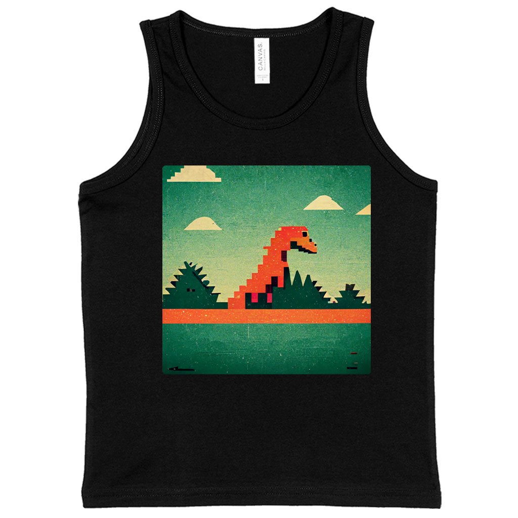 Dino Pixel Art Kids’ Jersey Tank – Cute Dinosaur Sleeveless T-Shirt