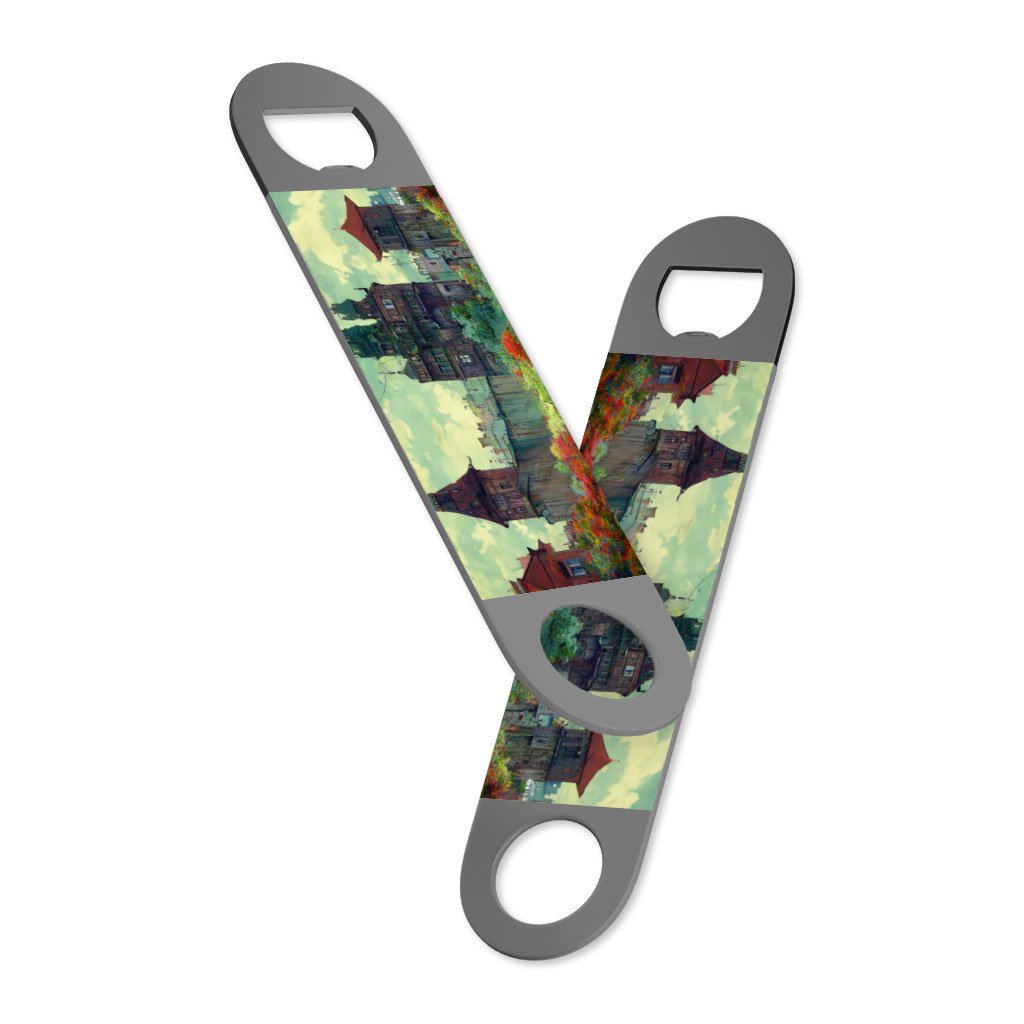 Cartoon City Art Bottle Opener – Anime Beer Opener – Landscape Bottle Opener