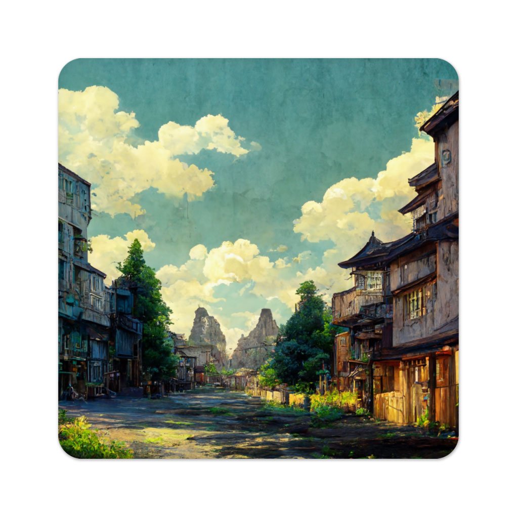 Anime City Digital Art Square Coasters – Cartoon Coaster | Shopamericaio