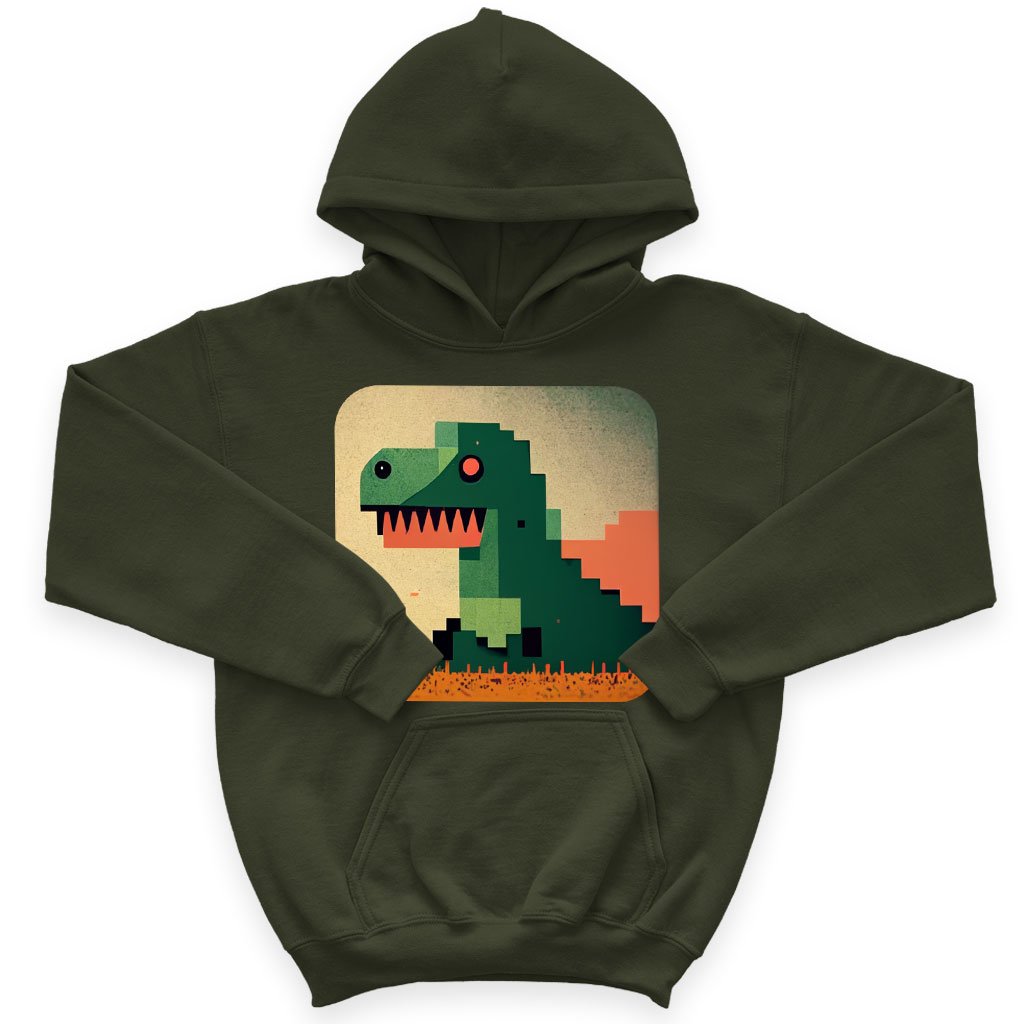 Dinosaurs Pixel Art Kids’ Sponge Fleece Hoodie – Dino Kids’ Hoodie