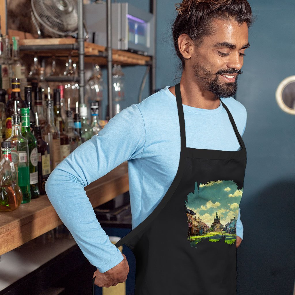 Anime City Background Art Apron – Painting Cooking Apron | Shopamericaio