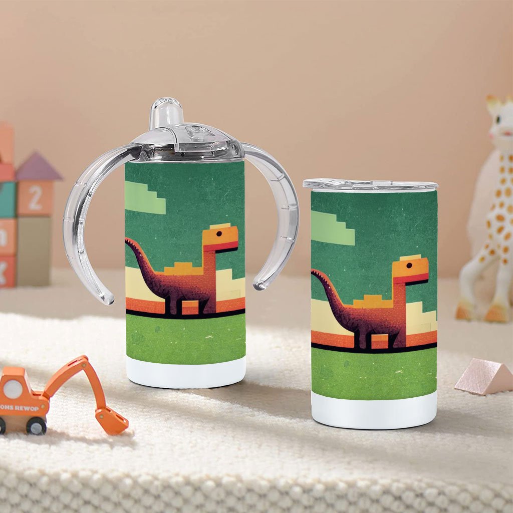 Dino Pixel Art Sippy Cup – Dinosaurs Baby Sippy Cup | Dino Baby Bibs