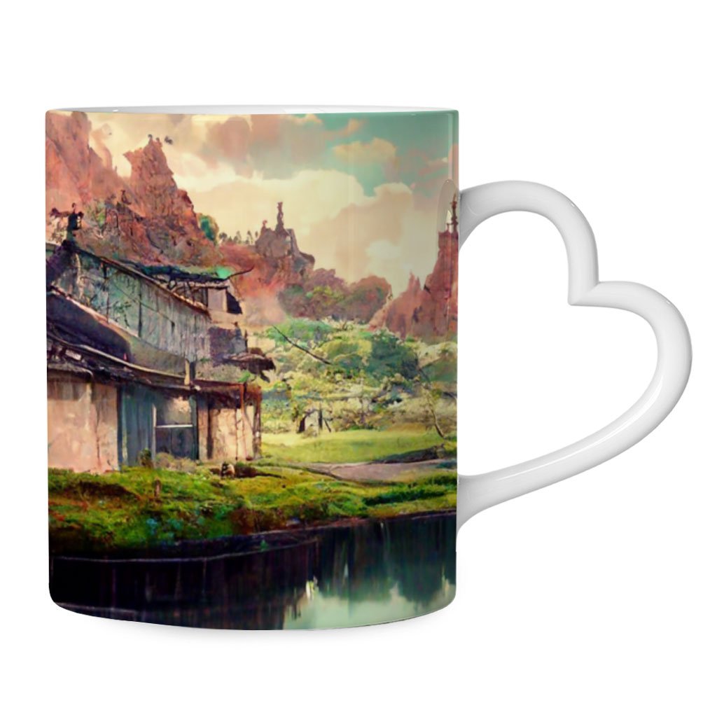 Anime City Concept Art Mug with Heart Handle – Landscape Mug | Shopamericaio