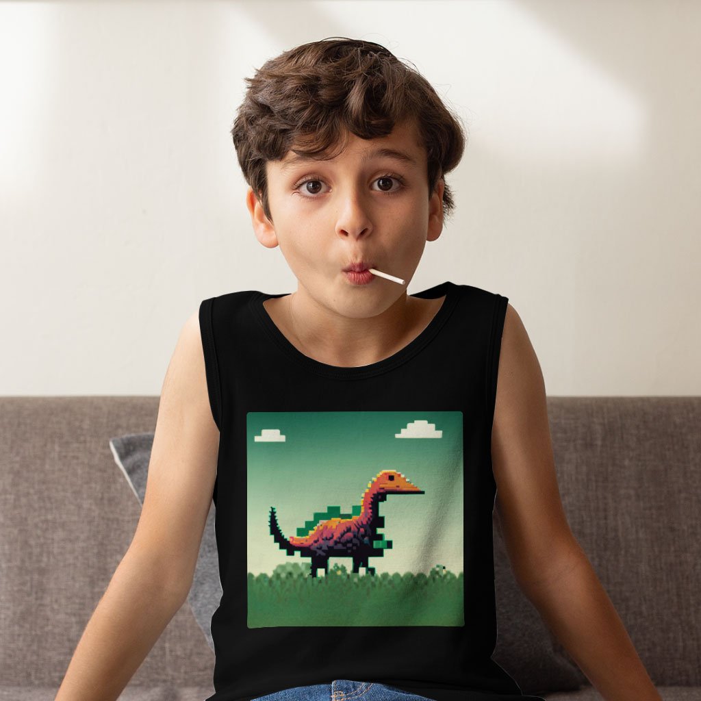 Cute Dinosaur Kids’ Jersey Tank – Retro Sleeveless T-Shirt | Shopamericaio