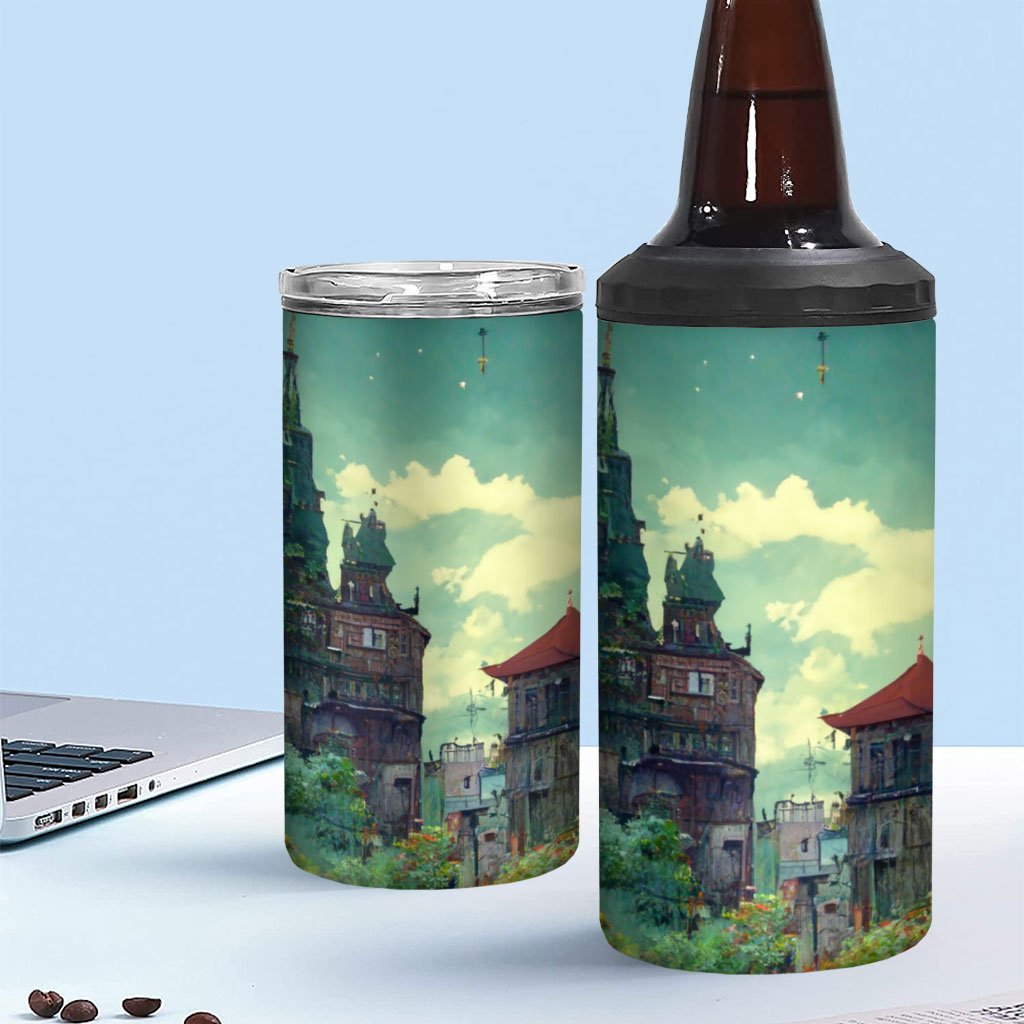 Cartoon City Art Insulated Slim Can Cooler – Anime Can Cooler | Africa Mug