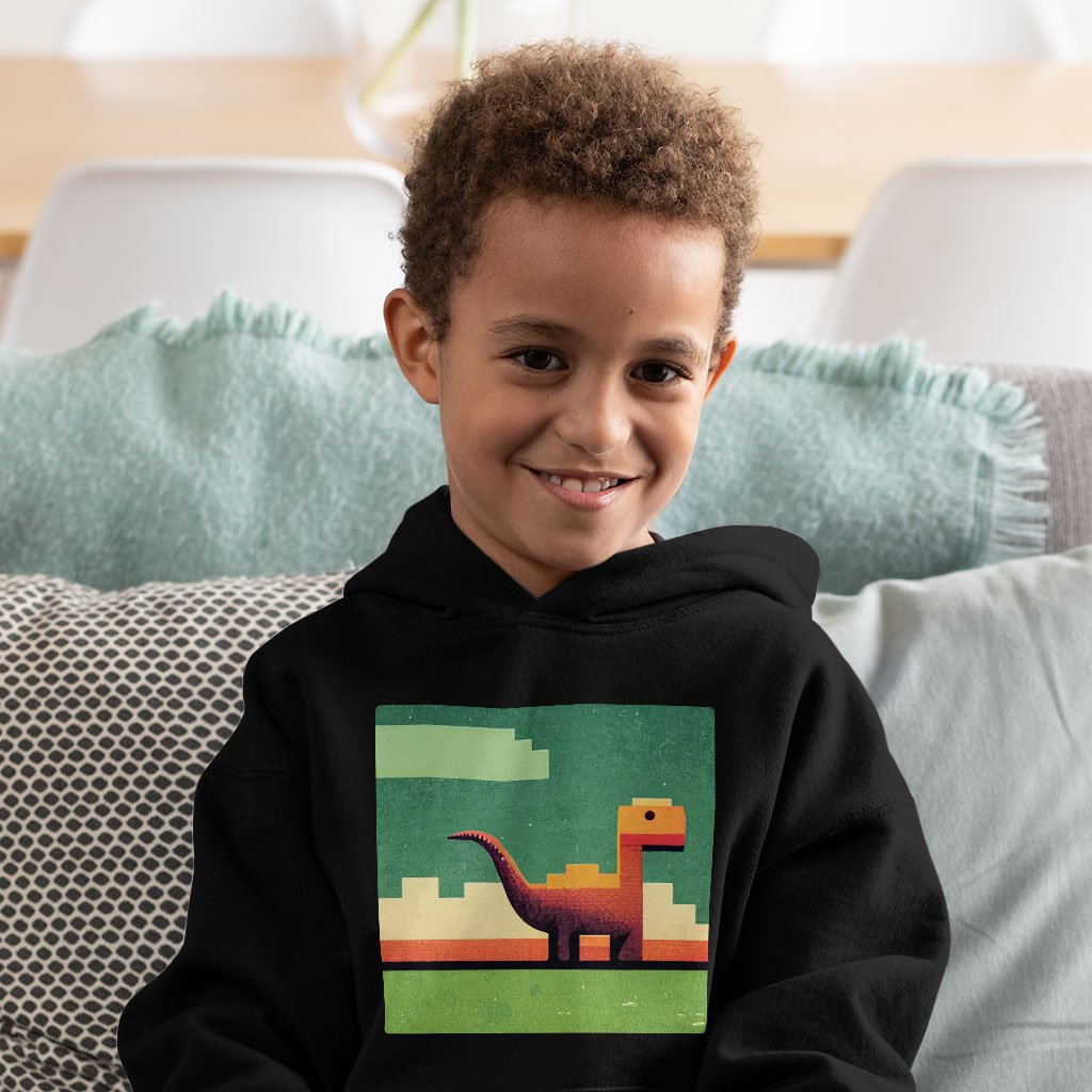 Dino Pixel Art Toddler Hoodie – Dinosaurs Toddler Hooded Sweatshirt