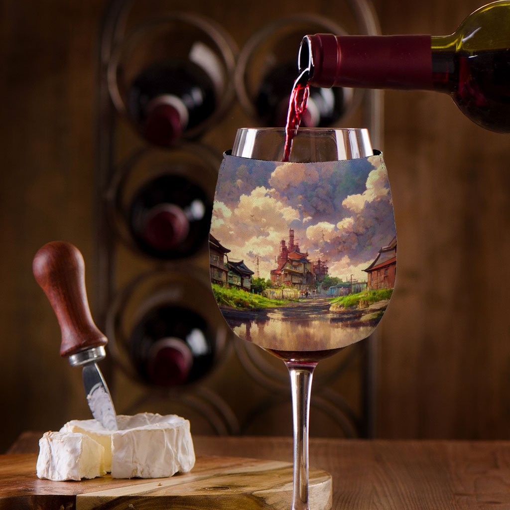Anime City Skyline Art Wine Glass Sleeve – Painting Sleeves for Wine Glass