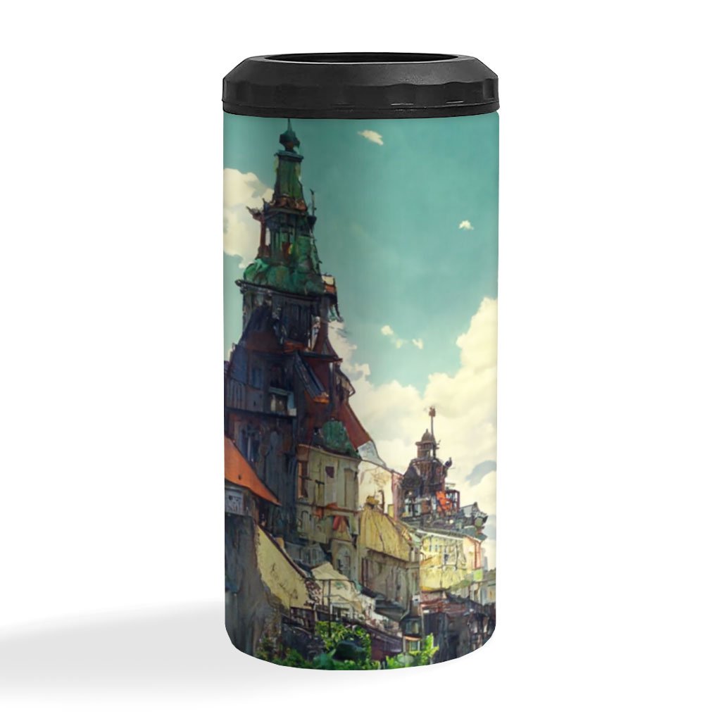 City Landscape Cartoon Art Insulated Slim Can Cooler | Shopamericaio