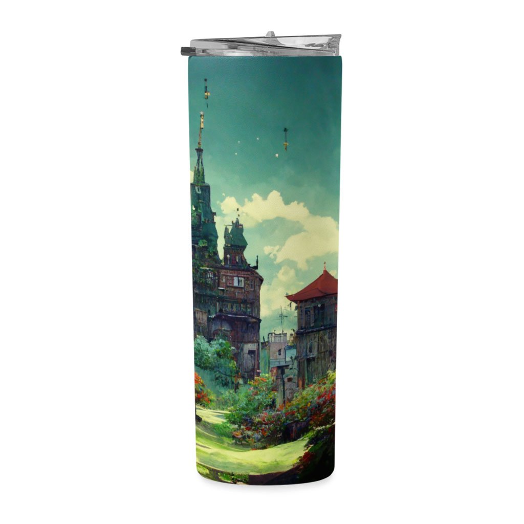 Cartoon City Art 20oz Skinny Tumbler – Anime Travel Mug | African Themed Mug