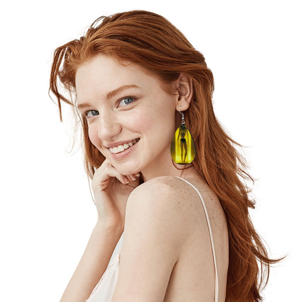 Woman Silhouette Art Earrings – Printed Earrings – Futuristic Earrings