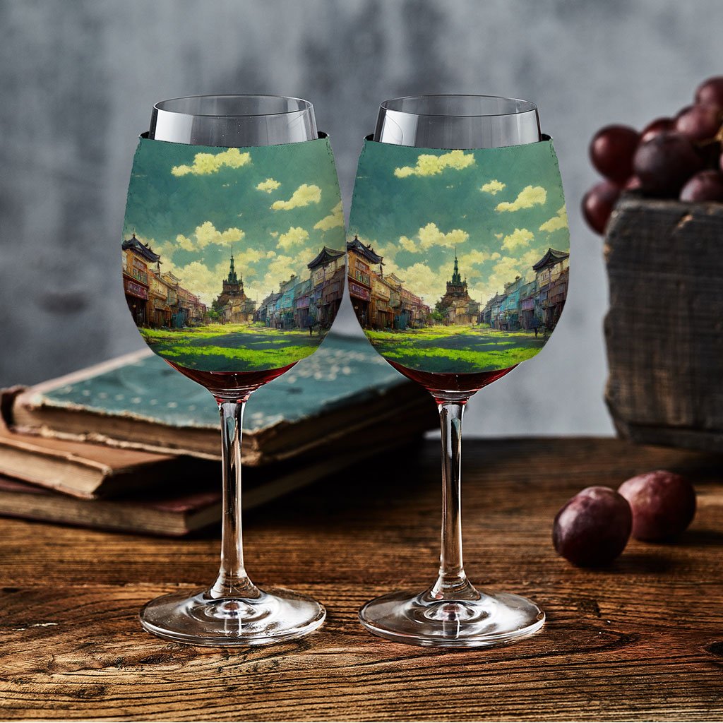 Anime City Background Art Wine Glass Sleeve – Painting Sleeves for Wine Glass