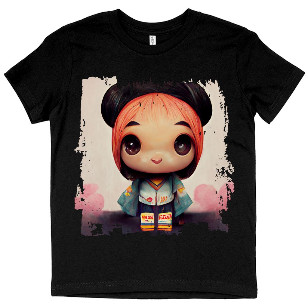 Girl Print Kids’ T-Shirt – Anime T | Cute Dino Pixel Kids’ T-Shirt