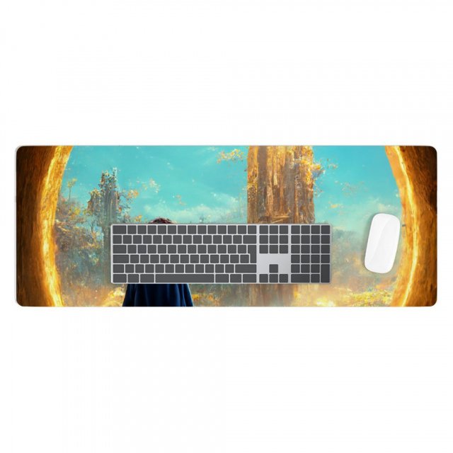 Mystical Fantasy World Art Desk Mat – Landscape Desk Pad – Magic Laptop Desk Mat
