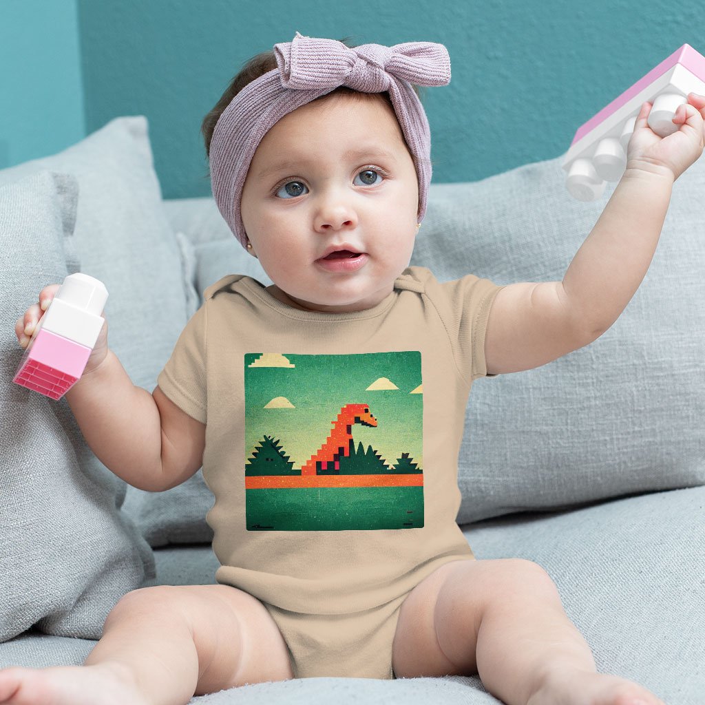 Dino Pixel Art Baby Jersey Onesie – Cute Dinosaur Baby Onesie | Shopamericaio