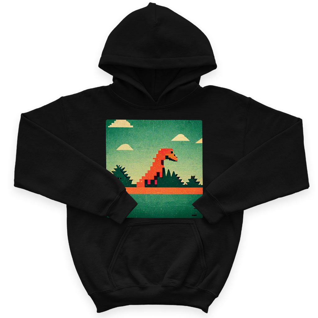 Dino Pixel Art Kids’ Sponge Fleece Hoodie – Cute Dinosaur Kids’ Hoodie
