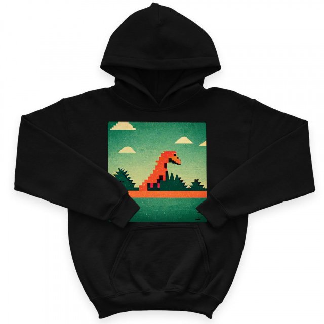 Dino Pixel Art Kids’ Sponge Fleece Hoodie – Cute Dinosaur Kids’ Hoodie
