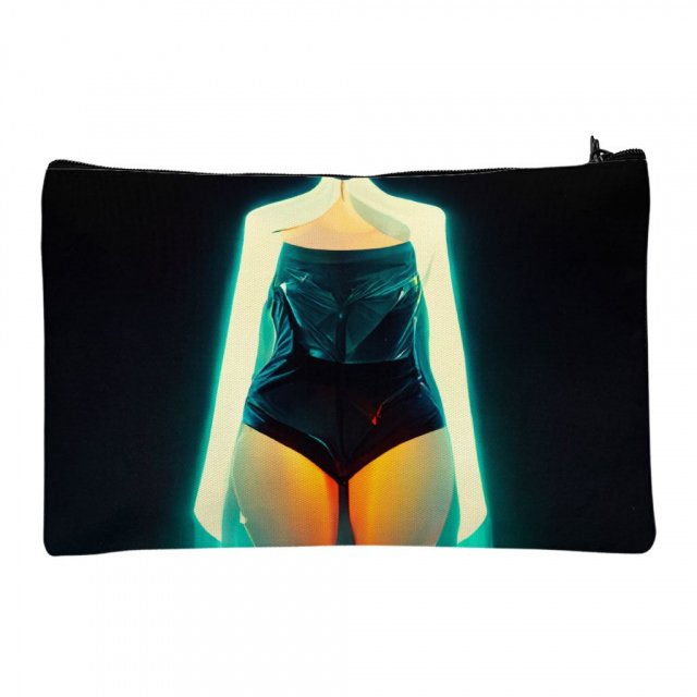 Neon Cyberpunk Woman Makeup Bag – Cool Cosmetic Bag – Graphic Makeup Pouch
