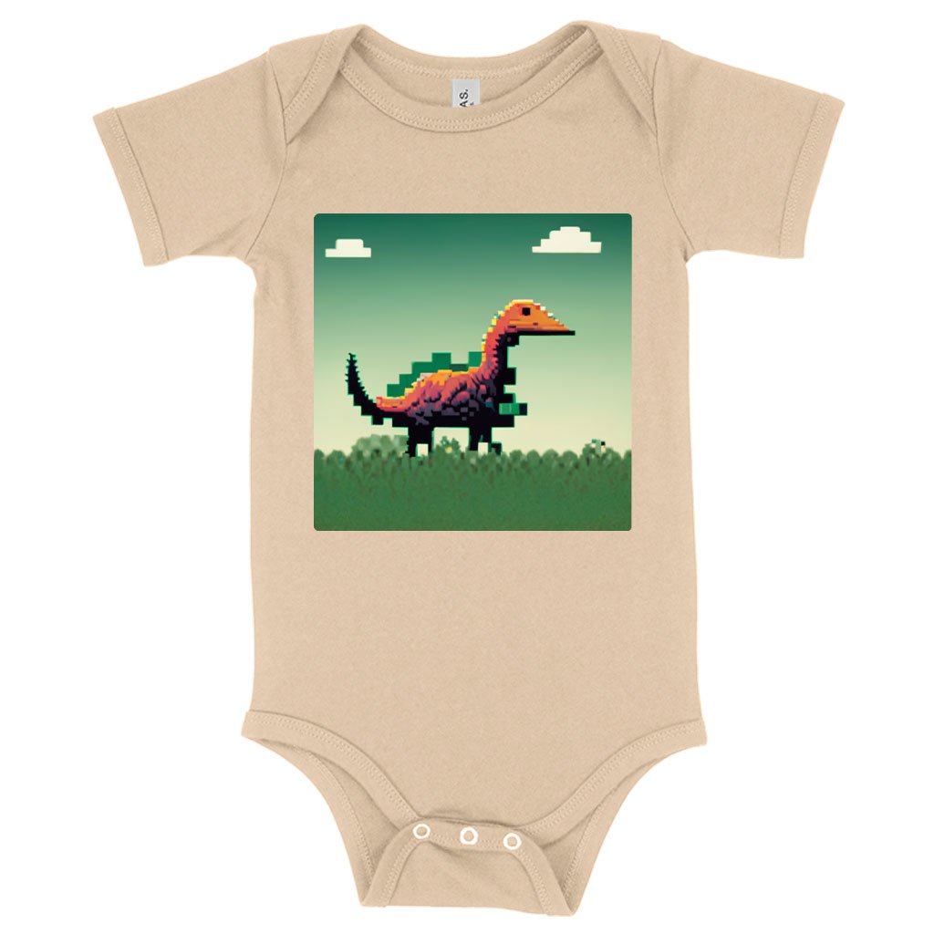 Cute Dinosaur Baby Jersey Onesie – Retro Baby Onesie – Pixel Baby One-Piece