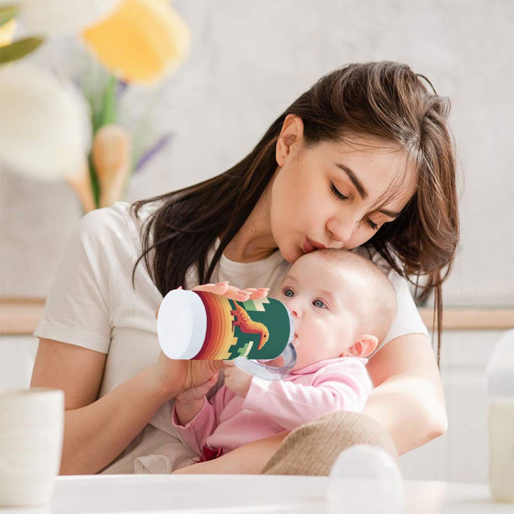Cute Dino Pixel Sippy Cup – 8 Bit Baby Sippy Cup – Dinosaurs Sippy Cup
