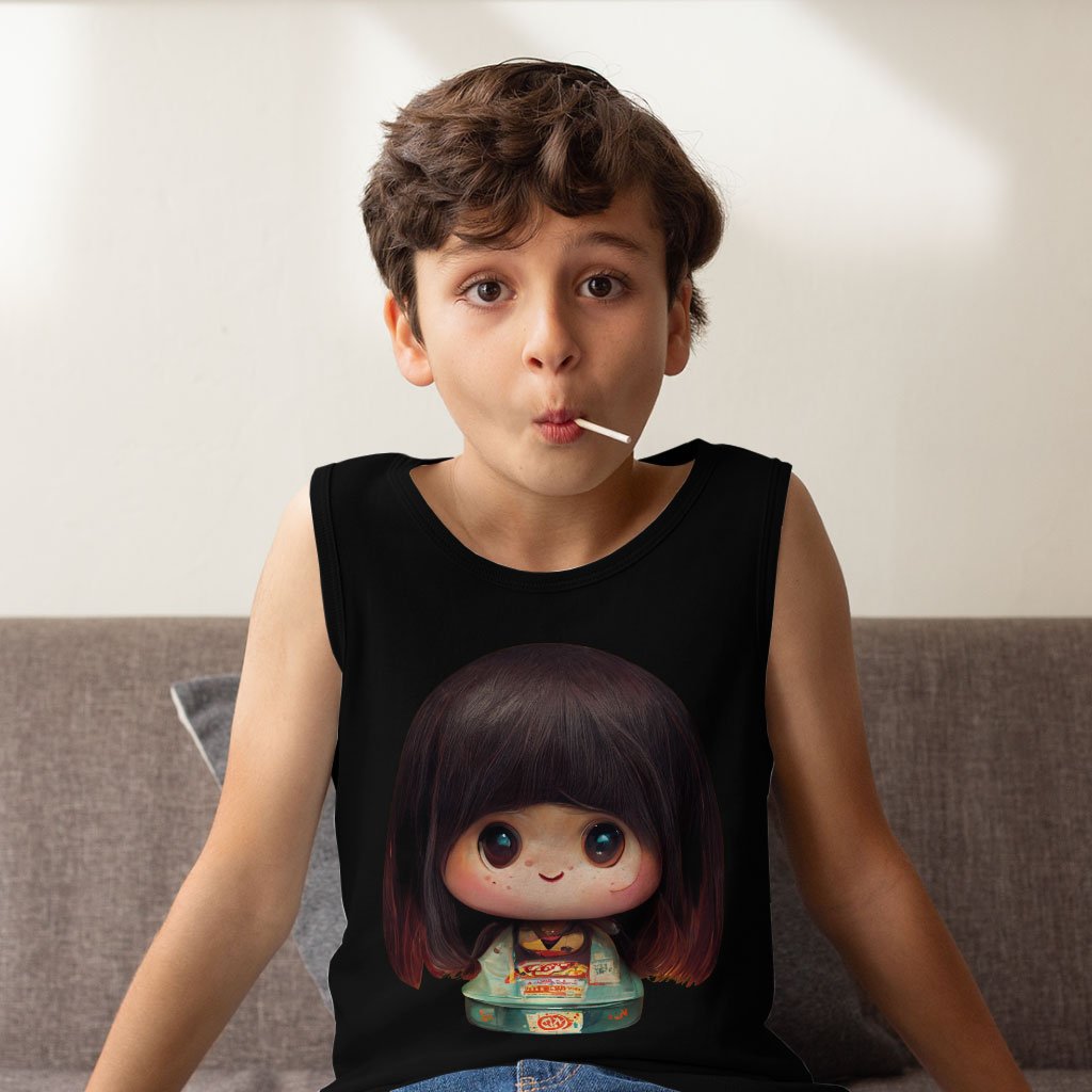 Girl Print Kids’ Jersey Tank – Japanese Sleeveless T-Shirt – Cute Kids’ Tank Top