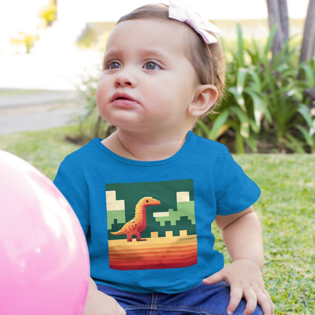 Cute Dino Pixel Baby Jersey T-Shirt – 8 Bit Baby T-Dinosaurs T | Shopamericaio