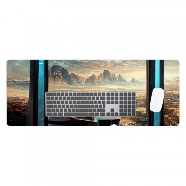 City Space Fantasy Art Desk Mat – Cool Desk Pad – Futuristic Laptop Desk Mat