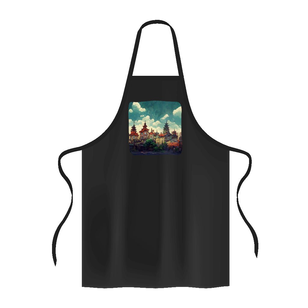 Anime City Art Apron - Nature Cooking Apron - Cartoon Apron for Women