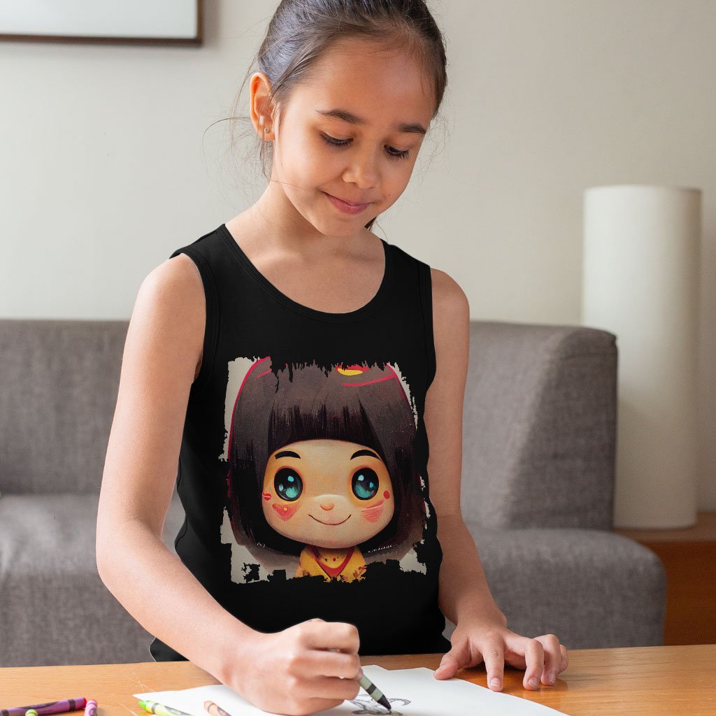 Japanese Cute Girl Kids’ Jersey Tank – Kawaii Sleeveless T-Shirt | Shopamericaio